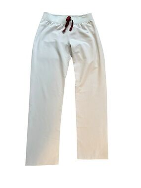 FIGS Livingston Technical Collection Scrub Pants Gray Burgundy Tie Size S/T